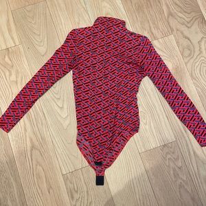 La Greca Bodysuit Red Black with blue accents